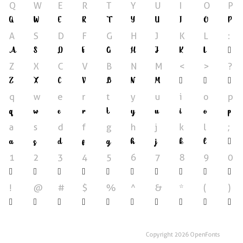 Character Map of Hello Sunday Regular