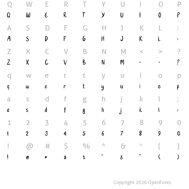 Character Map of Hello Toys Regular