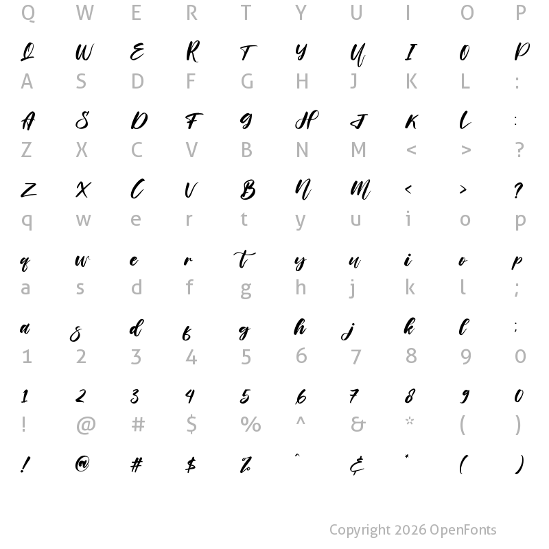 Character Map of Helloria Abigail Regular