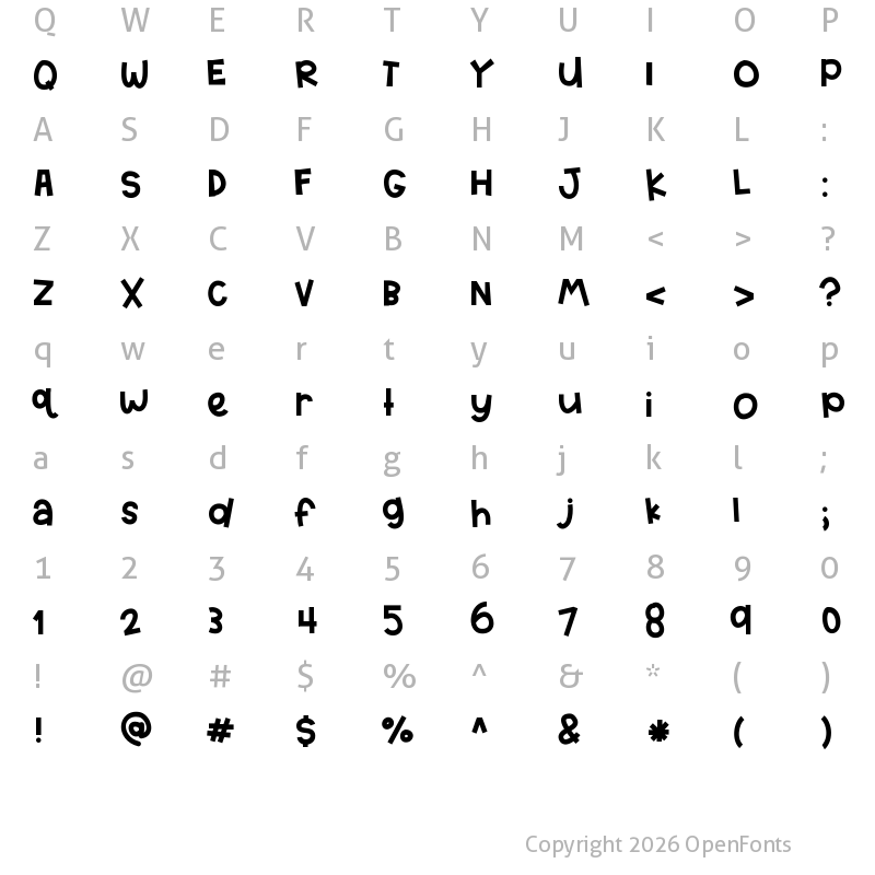 Character Map of HelloTexas Medium