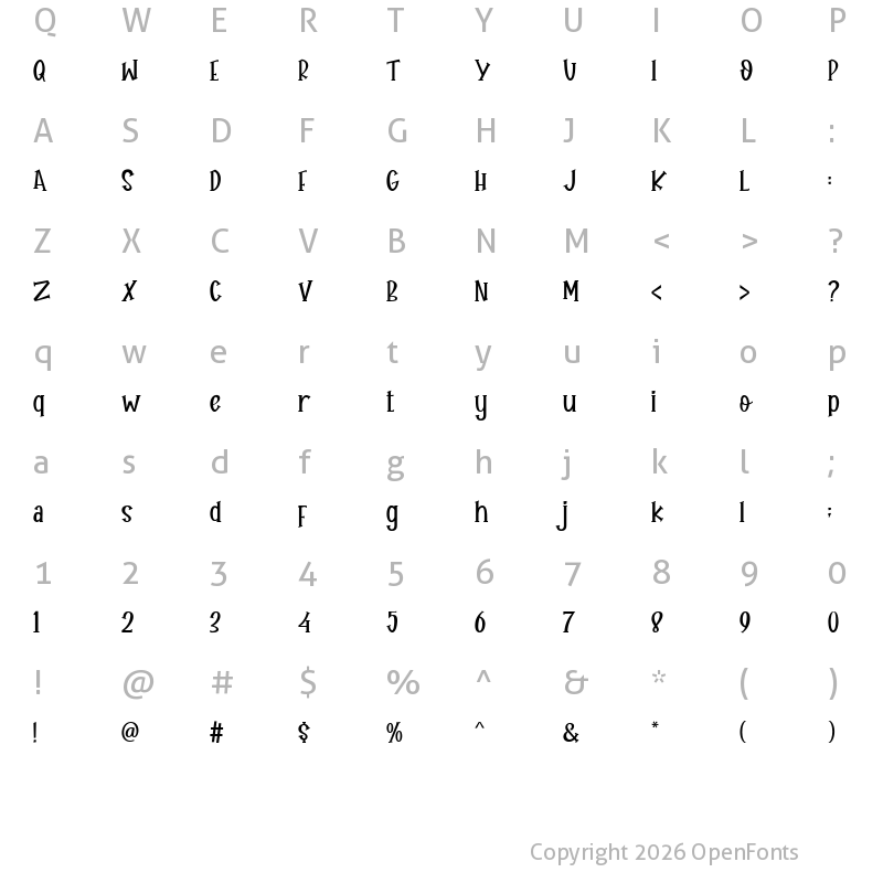 Character Map of Hellow Knight Regular