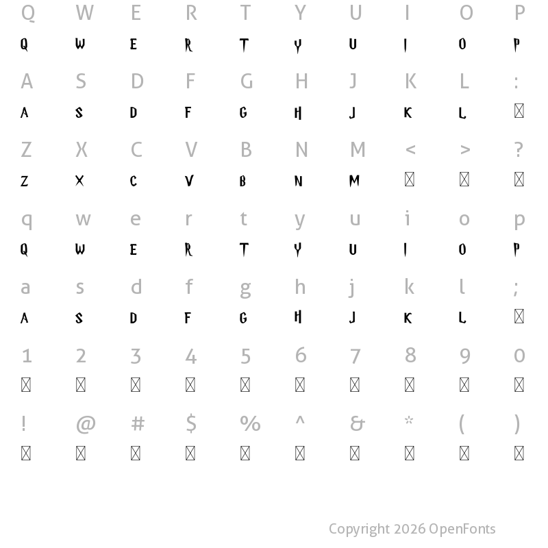 Character Map of Hellowan Regular