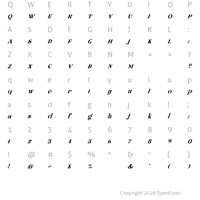 Character Map of Hellowin Italic