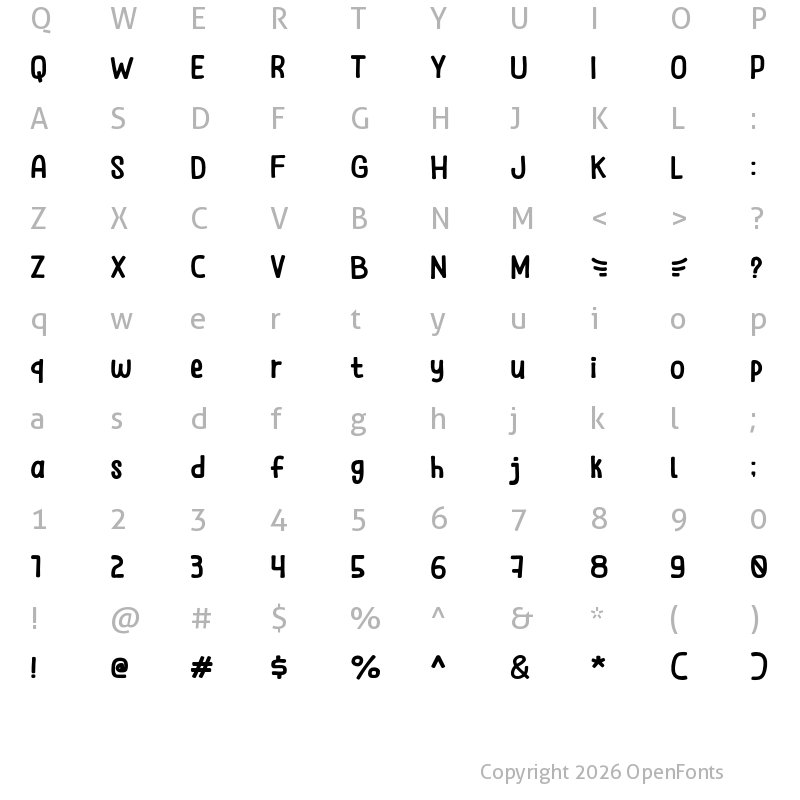 Character Map of Help Alex Regular