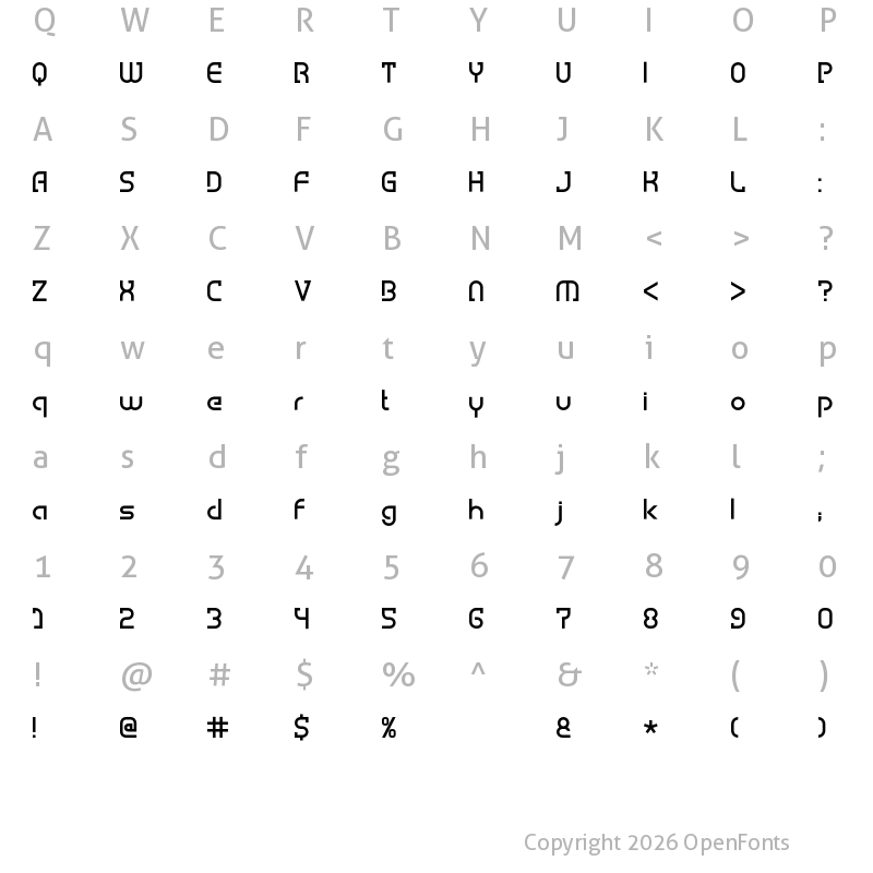Character Map of hemigraphy Regular