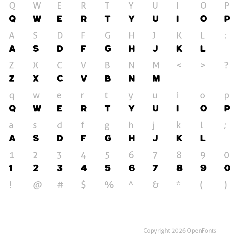 Character Map of Hemisphers Bold Sans Regular