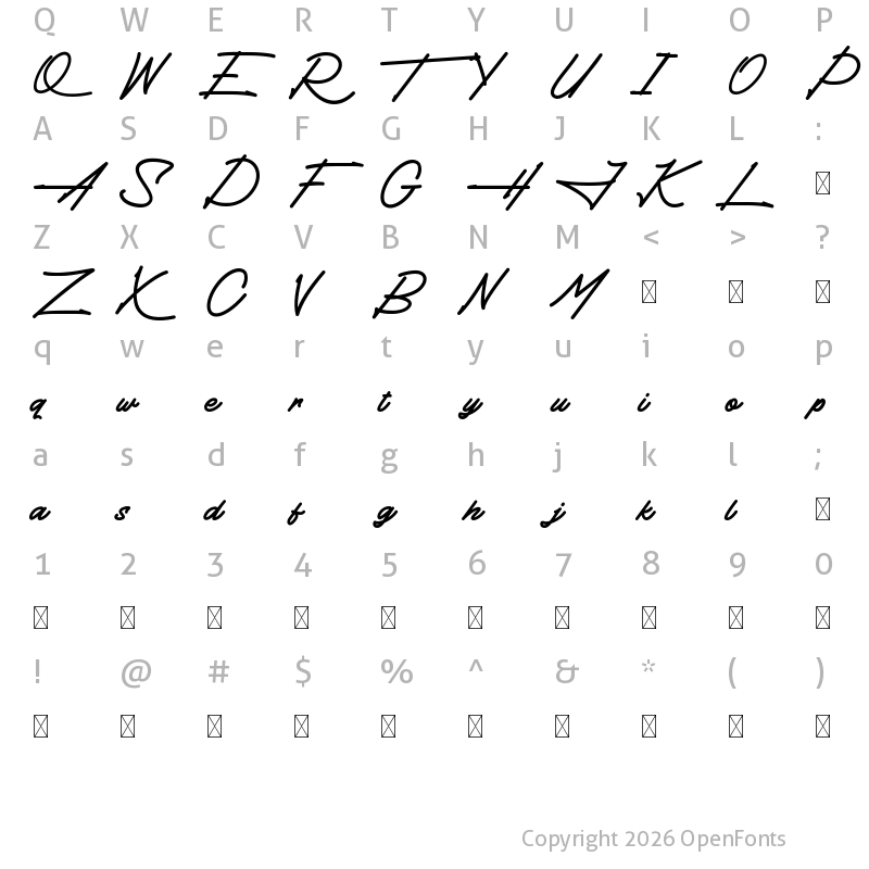 Character Map of Hendangan Regular