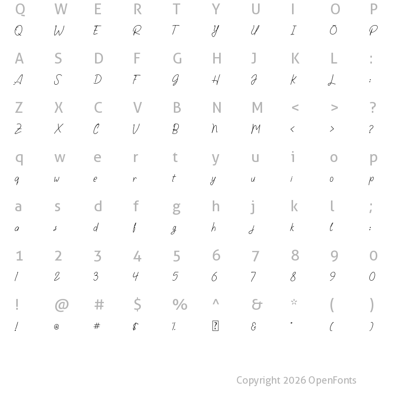 Character Map of Hendyka Regular