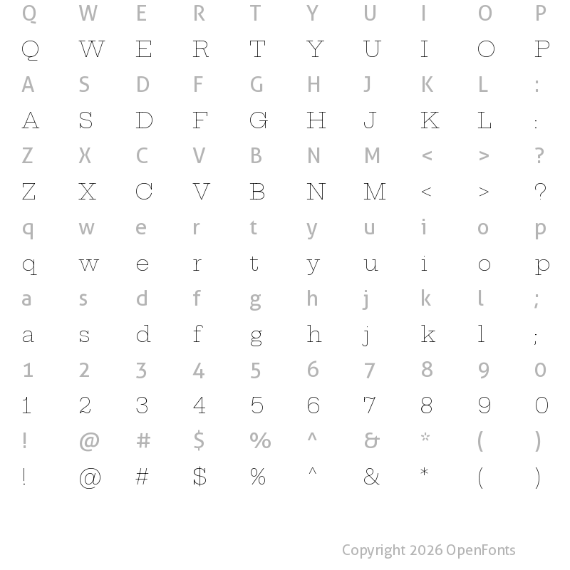 Character Map of Hepta Slab ExtraLight