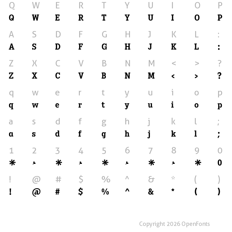 Character Map of Heptal Bold