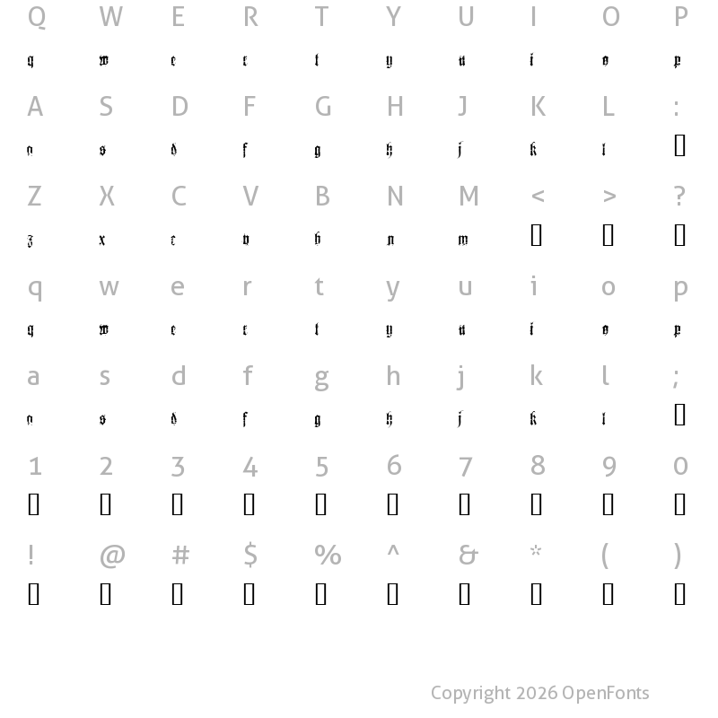 Character Map of heresy Regular