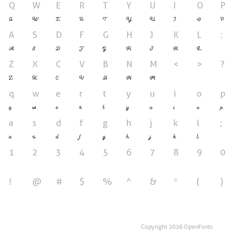 Character Map of Heritage Bestie Regular