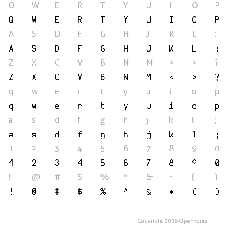 Character Map of Hermit Regular