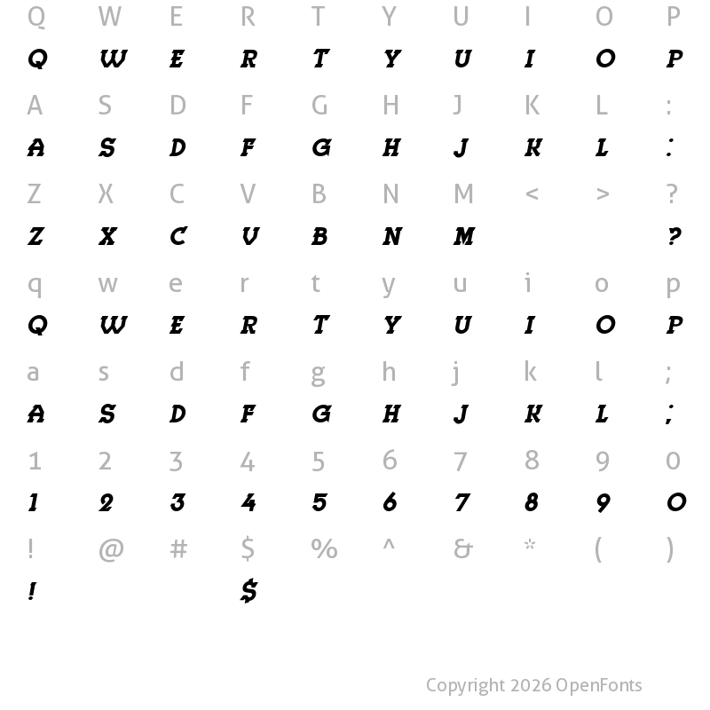 Character Map of Herne Italic