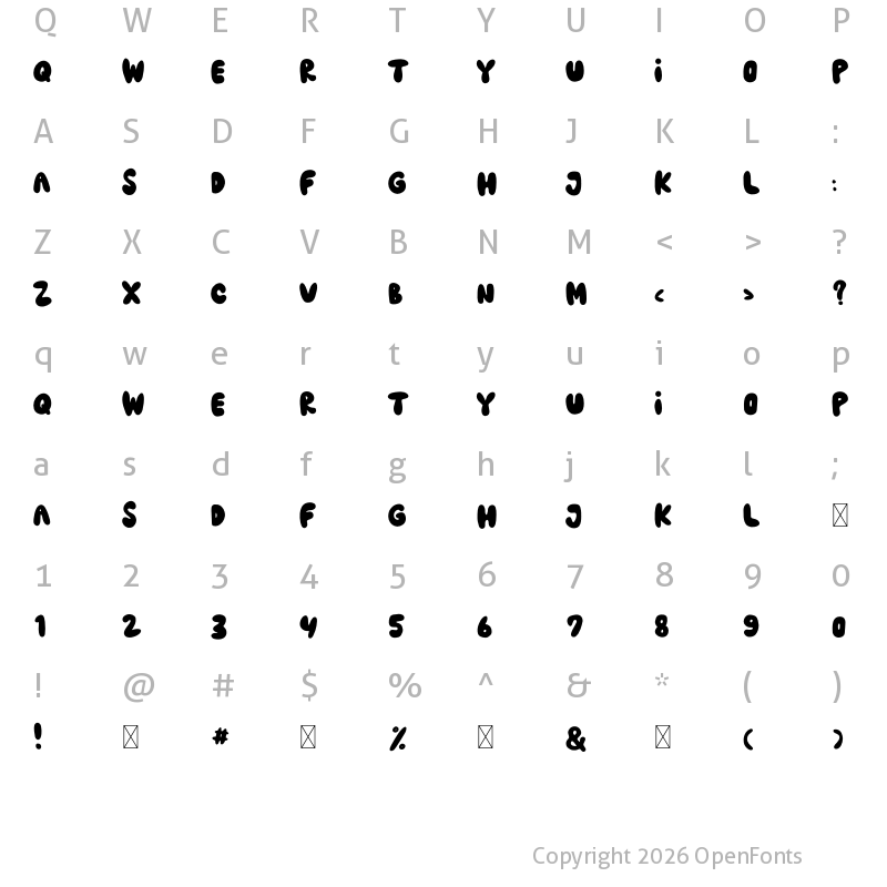 Character Map of Hero Fest Regular