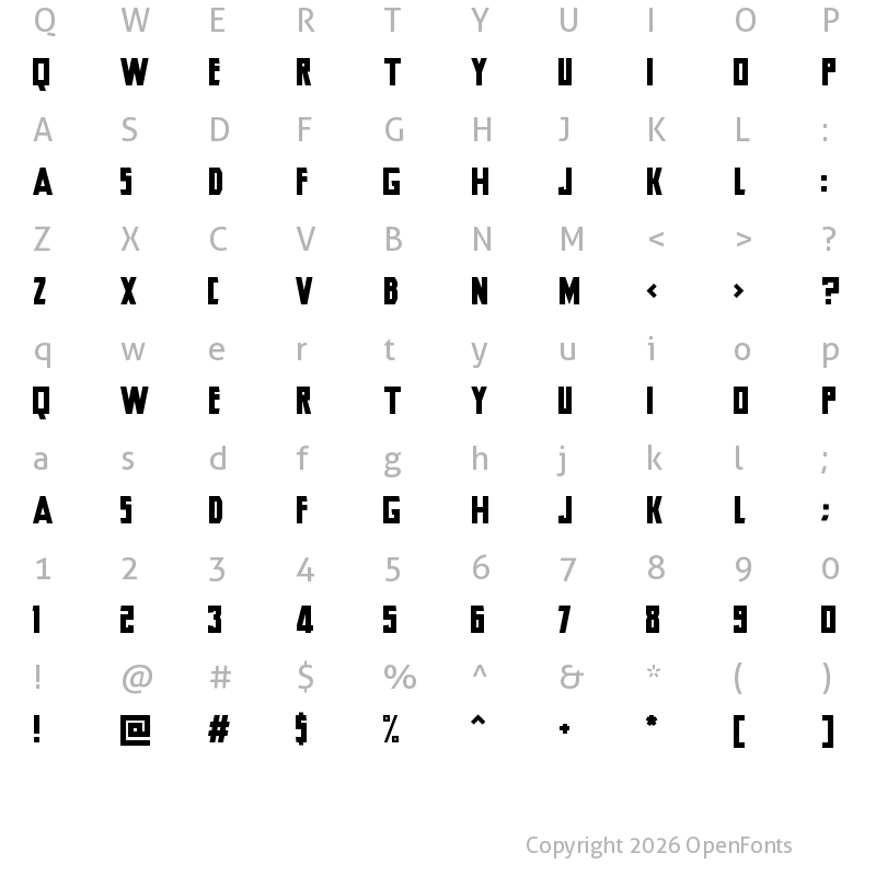 Character Map of Hero Regular