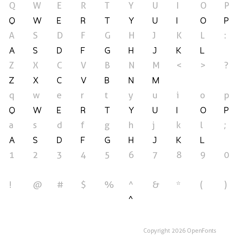 Character Map of Herose Regular