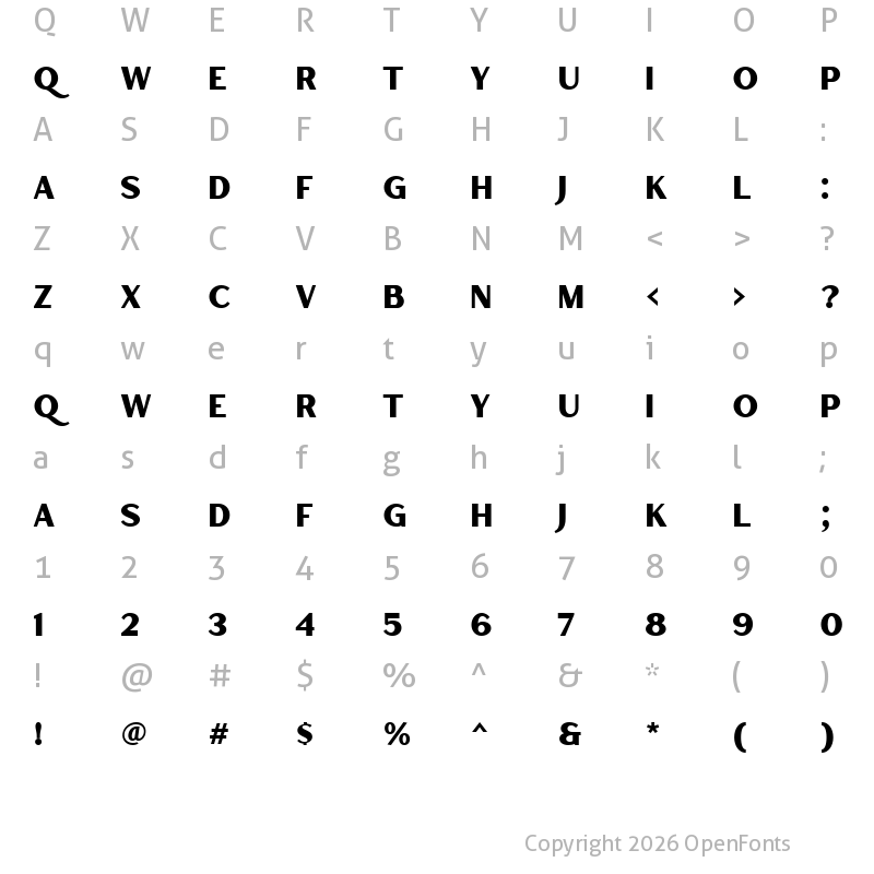 Character Map of Hertical Sans Demo