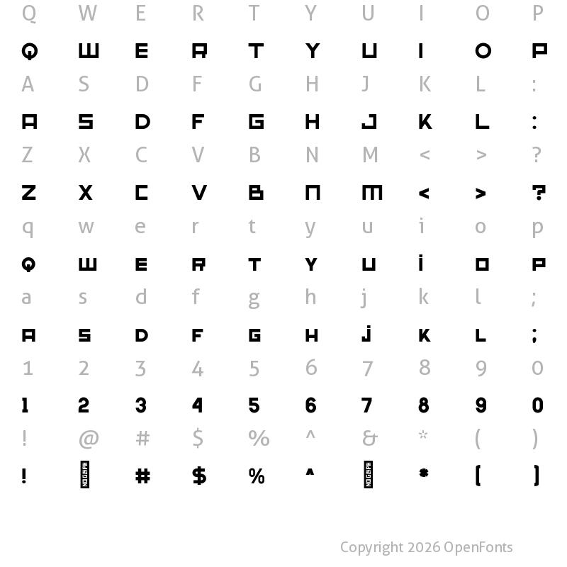 Character Map of Hesia Regular