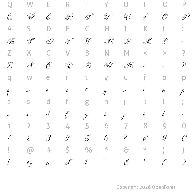 Character Map of Hesthiya Regular