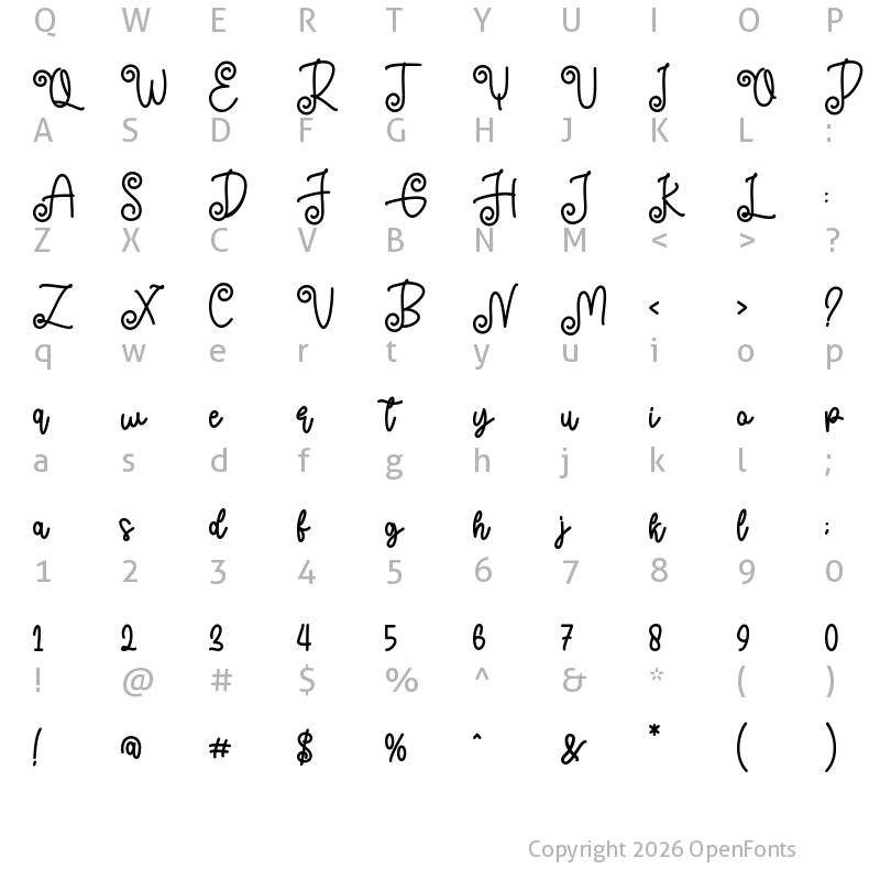 Character Map of Hesty and Gita Regular
