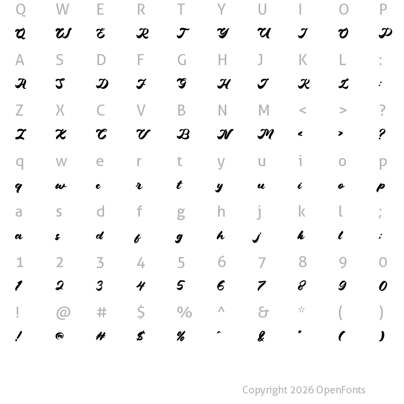 Character Map of Hetigon Vintage Regular