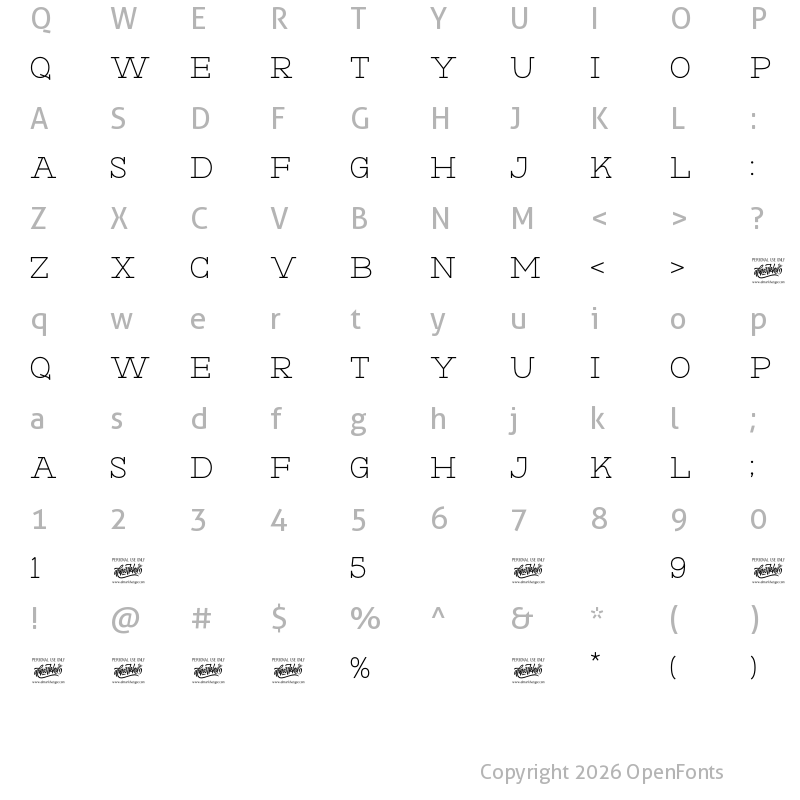 Character Map of Hexore Regular