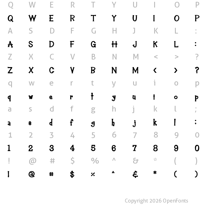 Character Map of Hey Alfred Bold