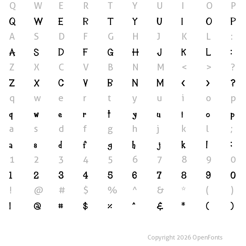 Character Map of Hey Alfred Regular