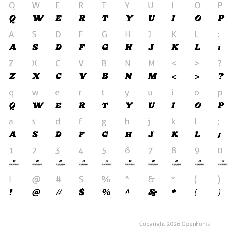 Character Map of Hey Girlie DEMO Slant