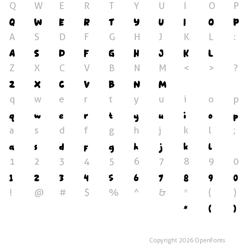 Character Map of Hey Kidstoon Regular