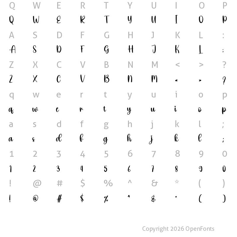 Character Map of Hey Teacher Regular