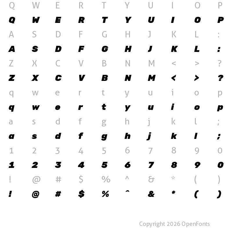 Character Map of Hezaedrus Black Italic