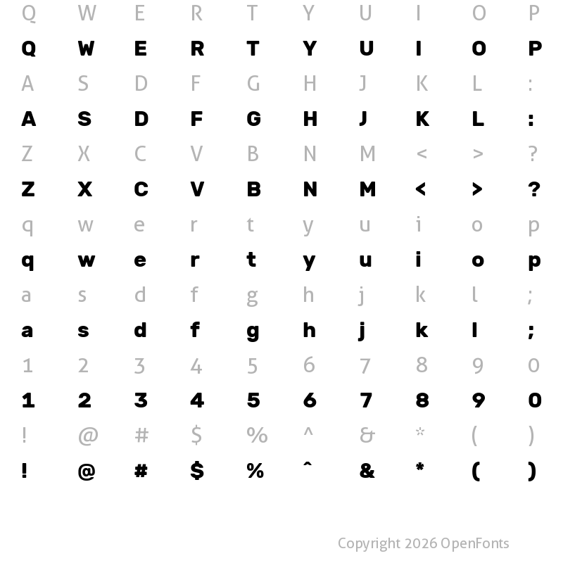 Character Map of Hezaedrus Bold