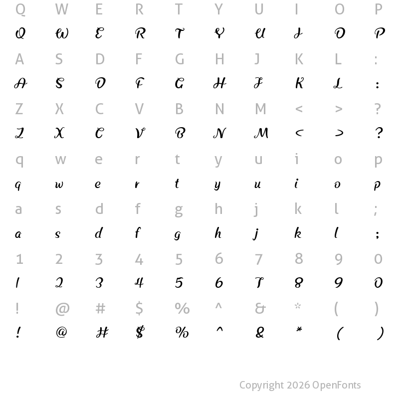 Character Map of HFBestWishes Regular