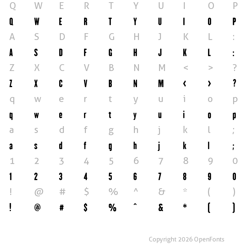 Character Map of H.H. Samuel Regular