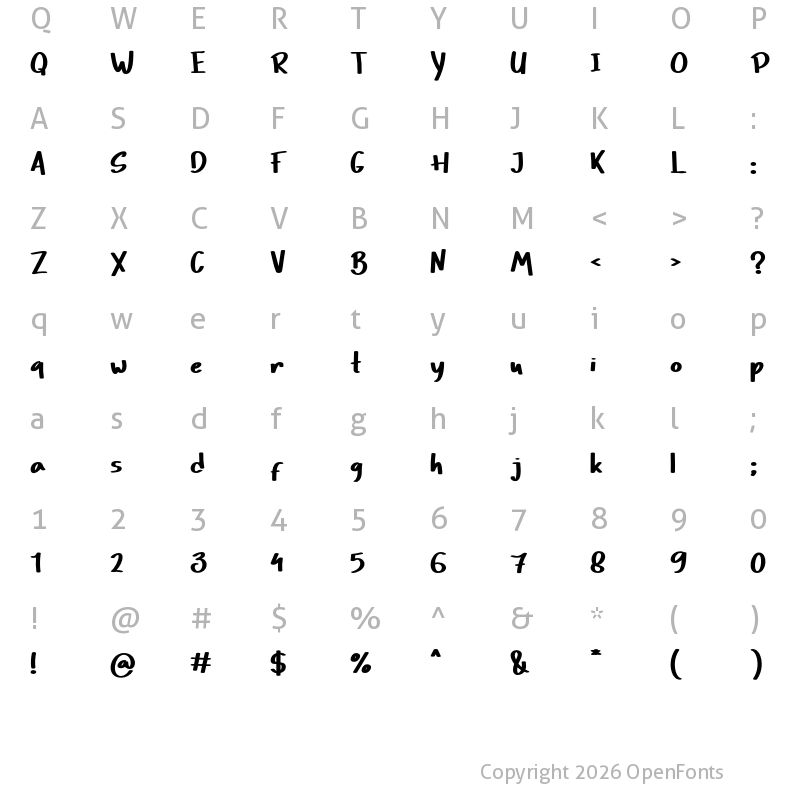 Character Map of Hi Nino Regular