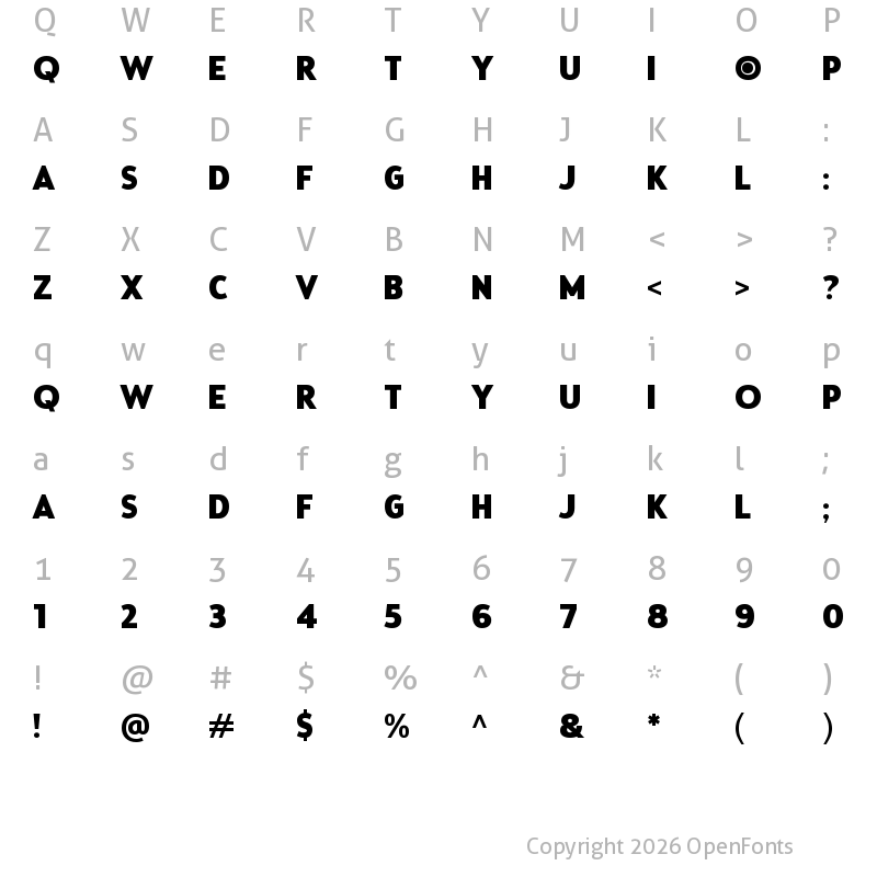 Character Map of Hibo Regular