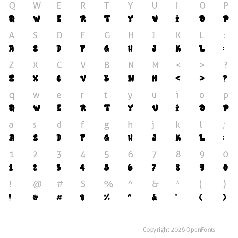 Character Map of Hidebeast Blocky Demo Regular