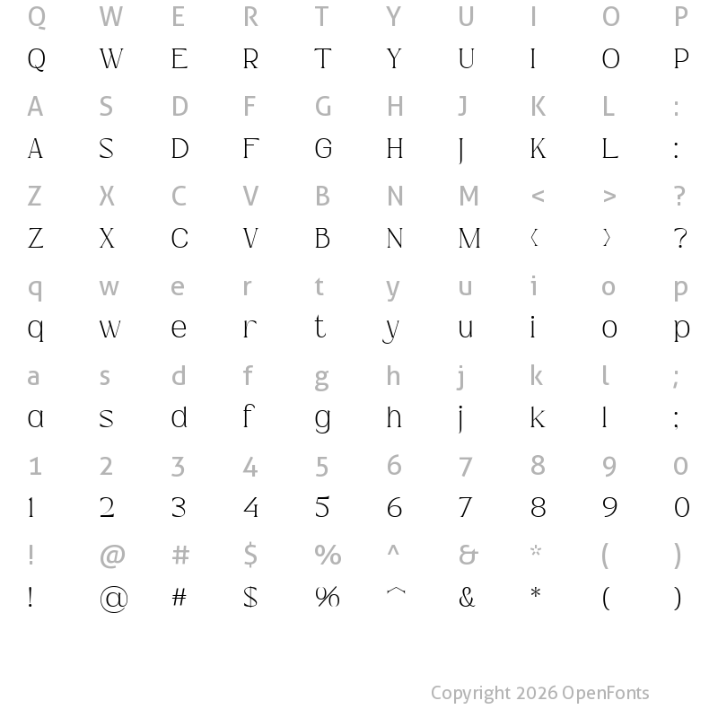 Character Map of Hiden Certon Regular