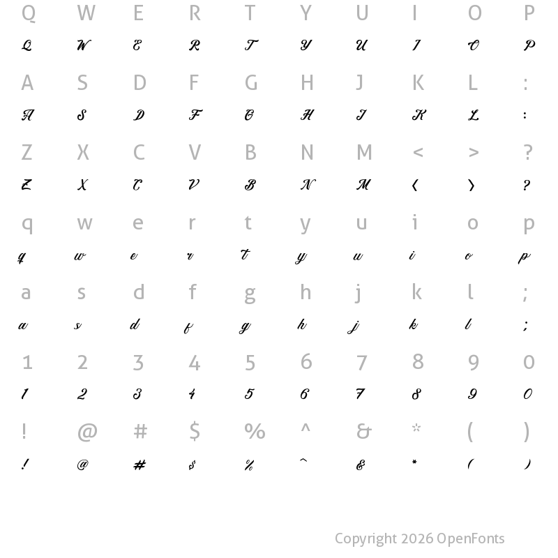 Character Map of Higelak Regular