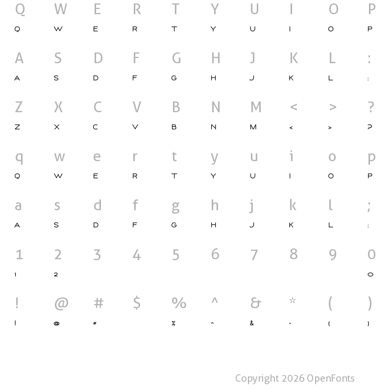 Character Map of High Billion Sans Regular