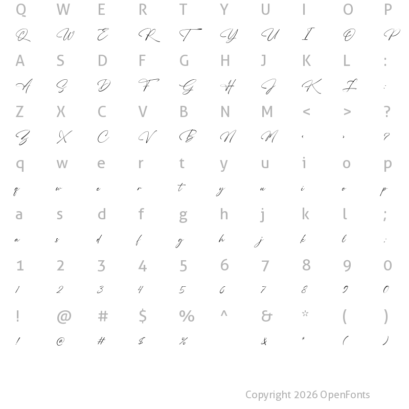 Character Map of High Spirited Regular