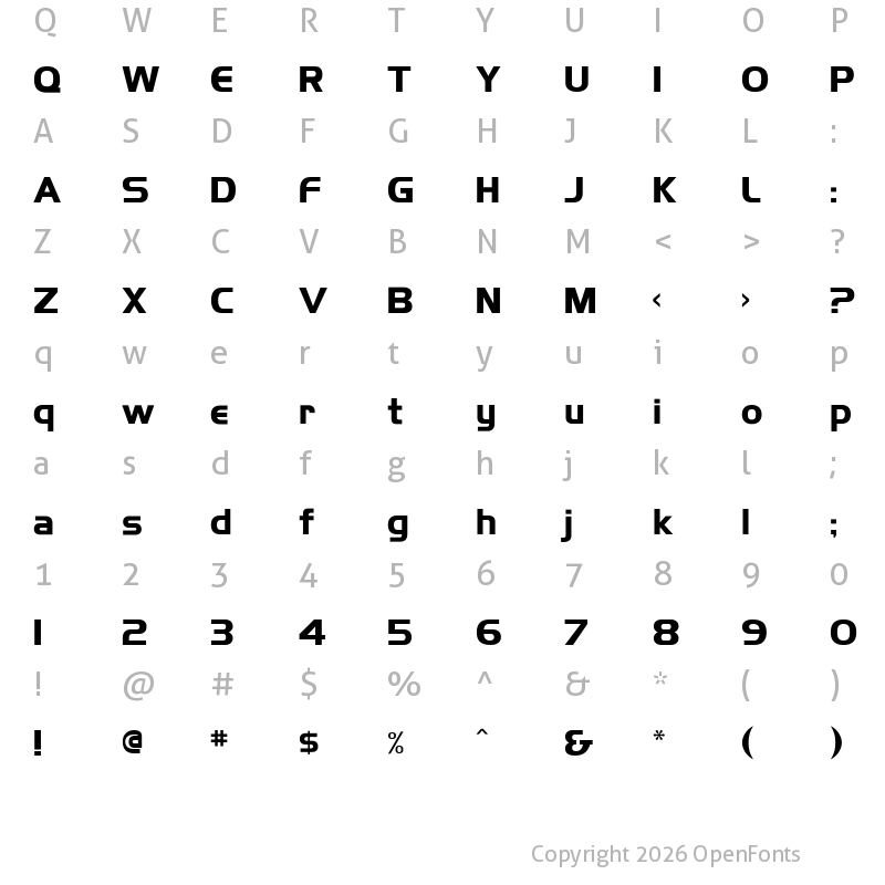 Character Map of HighlandGothicFLF Bold