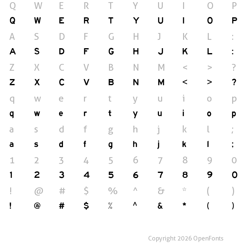 Character Map of Highway Gothic Wide Regular