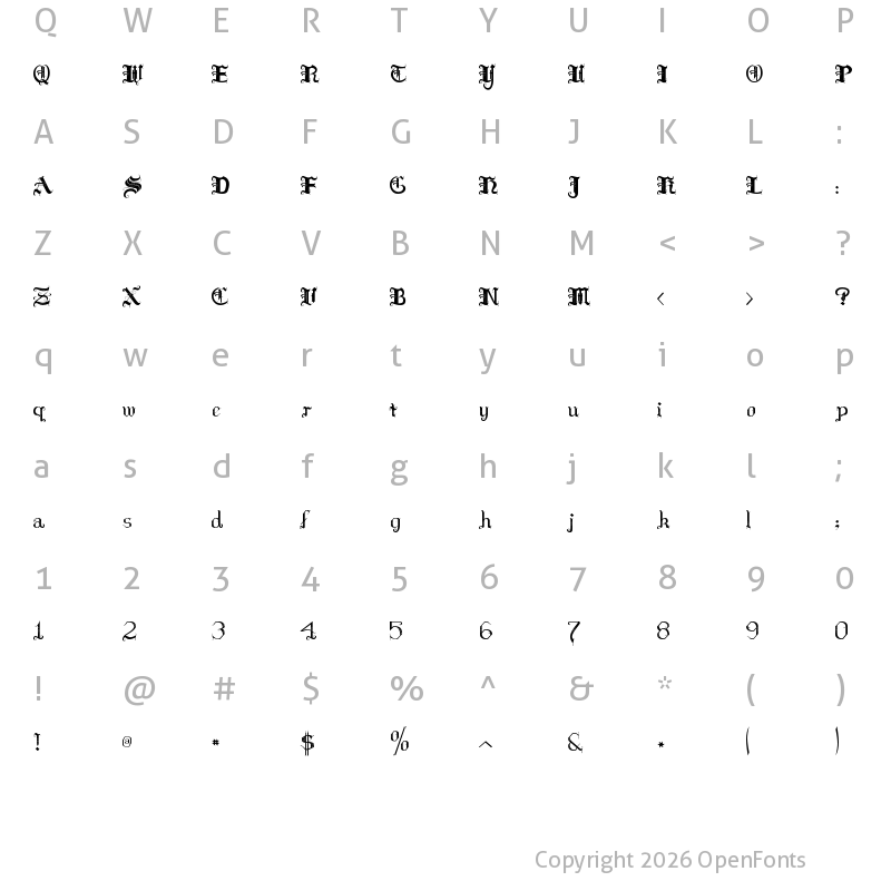 Character Map of Hilda Sonnenschein Regular