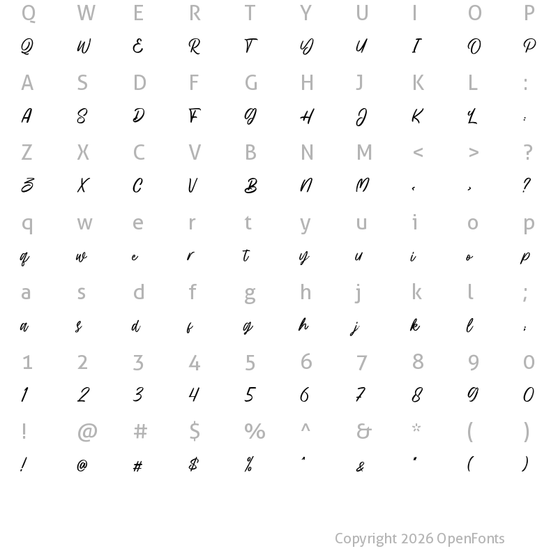 Character Map of Hillbear Regular
