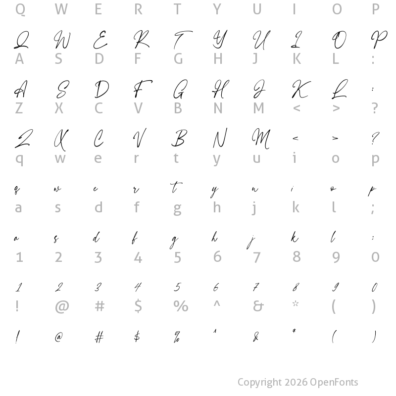 Character Map of Hillsand Regular