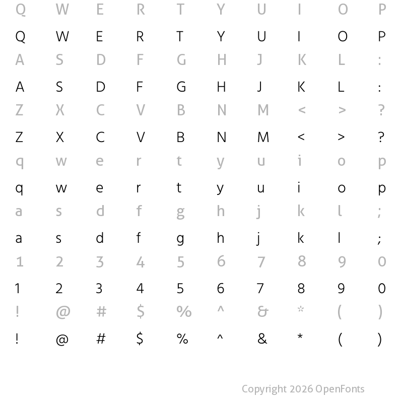 Character Map of Hind Light
