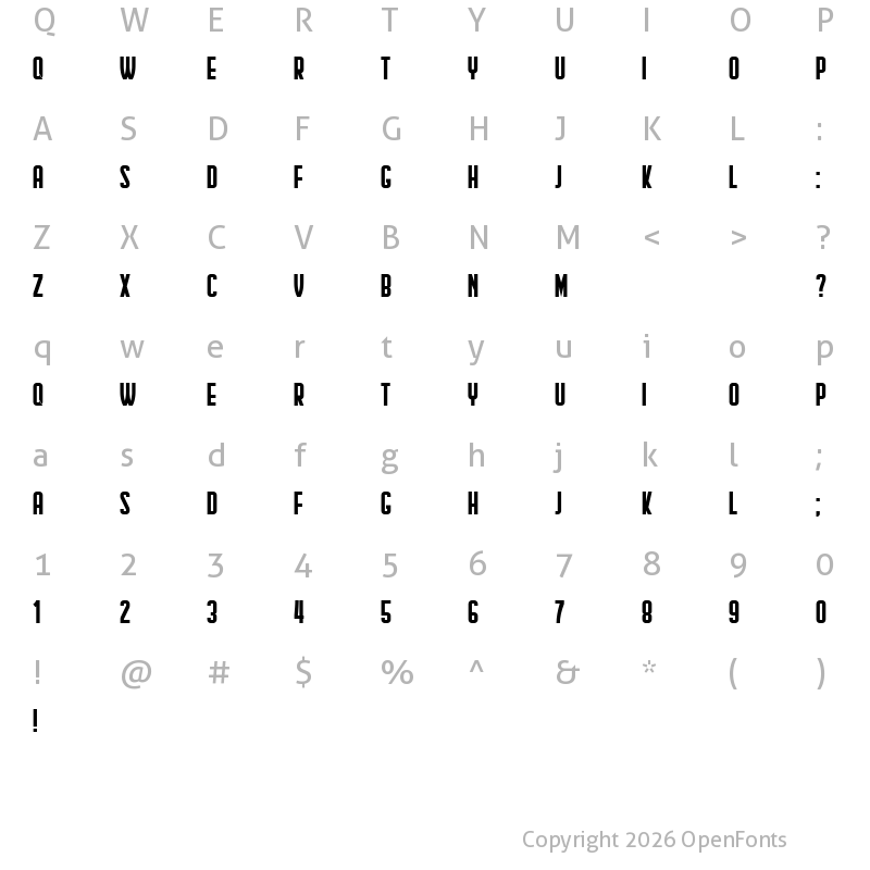 Character Map of Hindenburg Condensed Regular